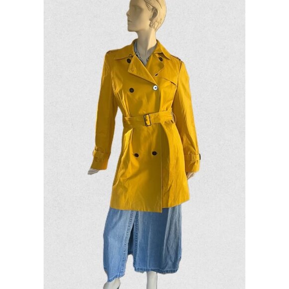 Designer Trench Raincoat, Size M/L, Kenneth Cole NY, Yellow - Picture 3 of 13